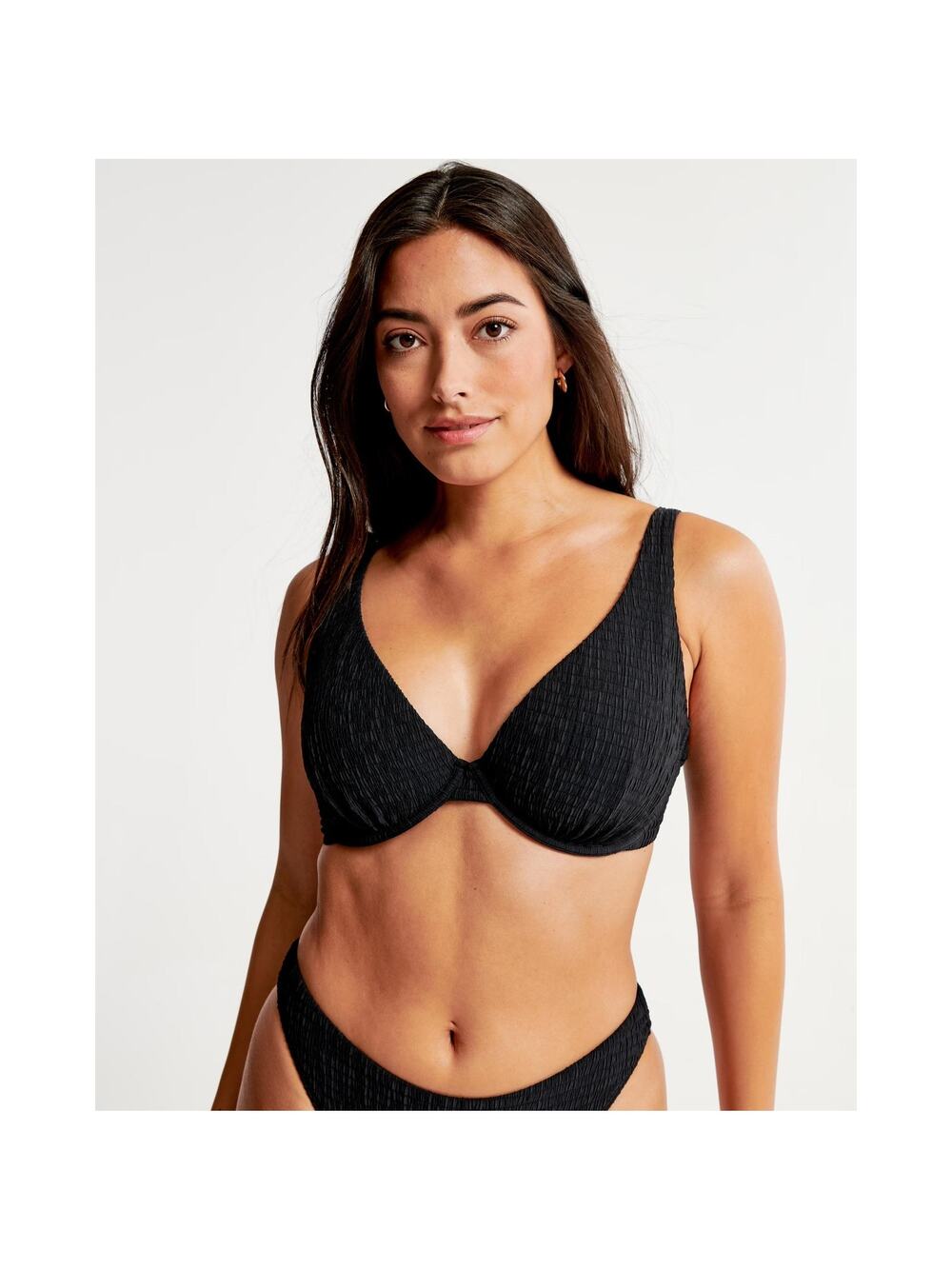 NWT Abercrombie & Fitch Curve Love High Apex Underwire Bikini Top Black Size XXS